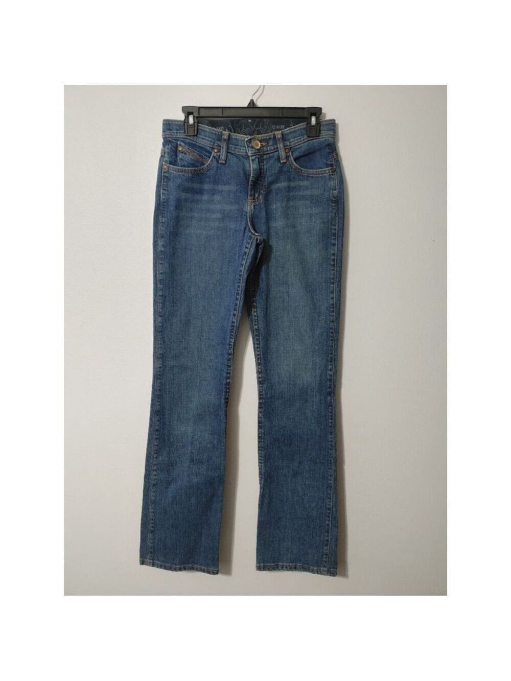 Women's Wrangler Blue Boot Cut Jeans Q Baby Waistband Juniors 3x34